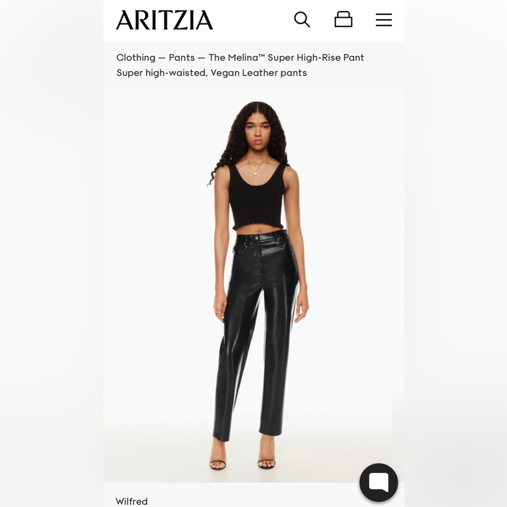 COPY - Aritzia super-high rise Melina vegan leather pant in black size 2